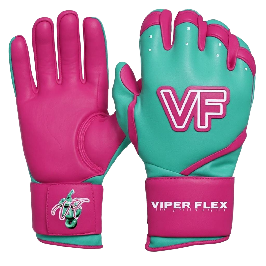 Viper Flex "Focus" Long Cuff Batting Gloves – TEAL/PINK