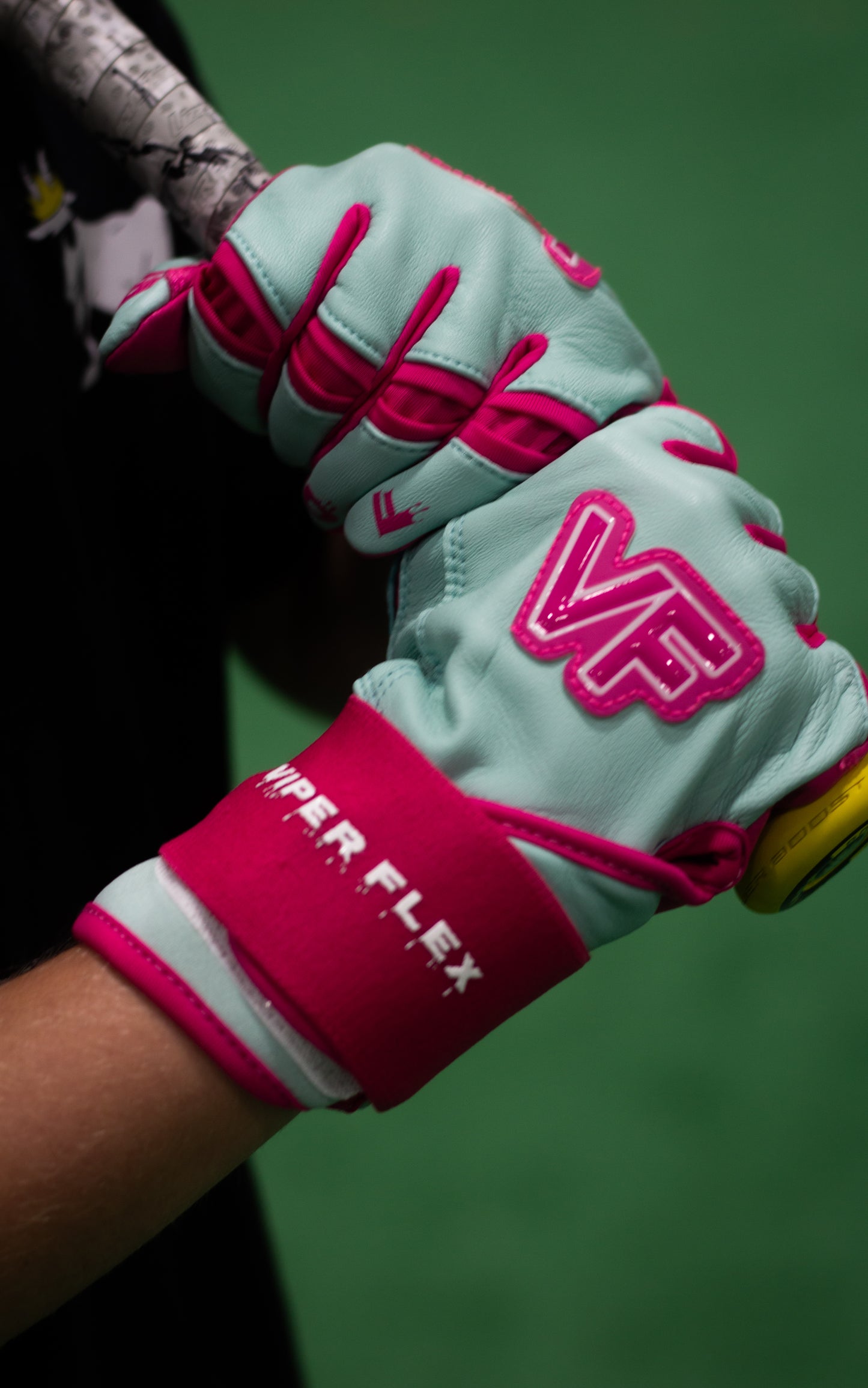 Viper Flex "Focus" Long Cuff Batting Gloves – TEAL/PINK