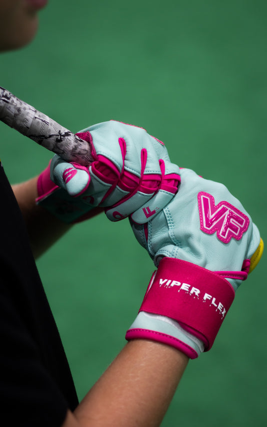 Viper Flex "Focus" Long Cuff Batting Gloves – TEAL/PINK