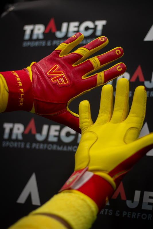 Viper Flex "Focus" Long Cuff Batting Gloves – RED/YELLOW