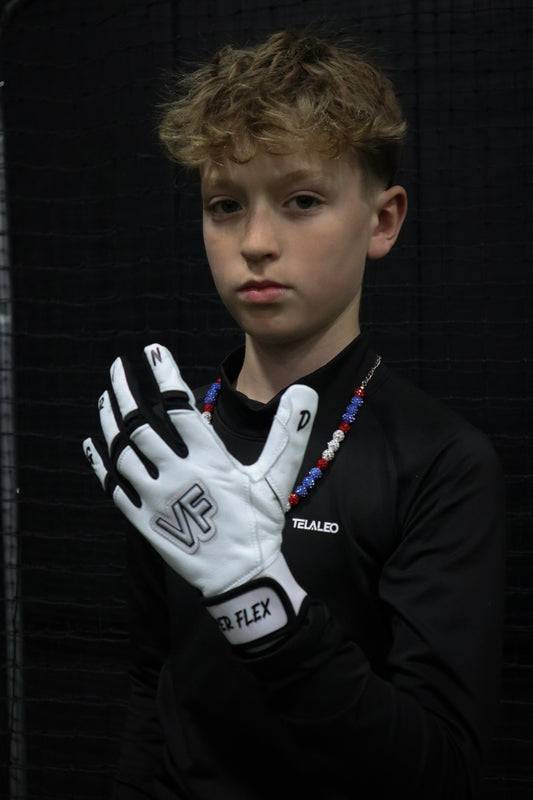 Viper Flex "GRIND" Short Cuff Youth Batting Gloves – White/Black