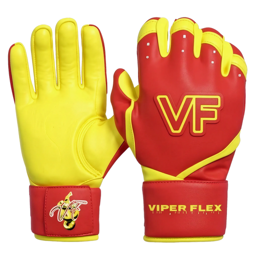 Viper Flex "Focus" Long Cuff Batting Gloves – RED/YELLOW