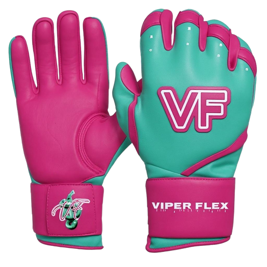 Viper Flex "Focus" Long Cuff Batting Gloves – TEAL/PINK