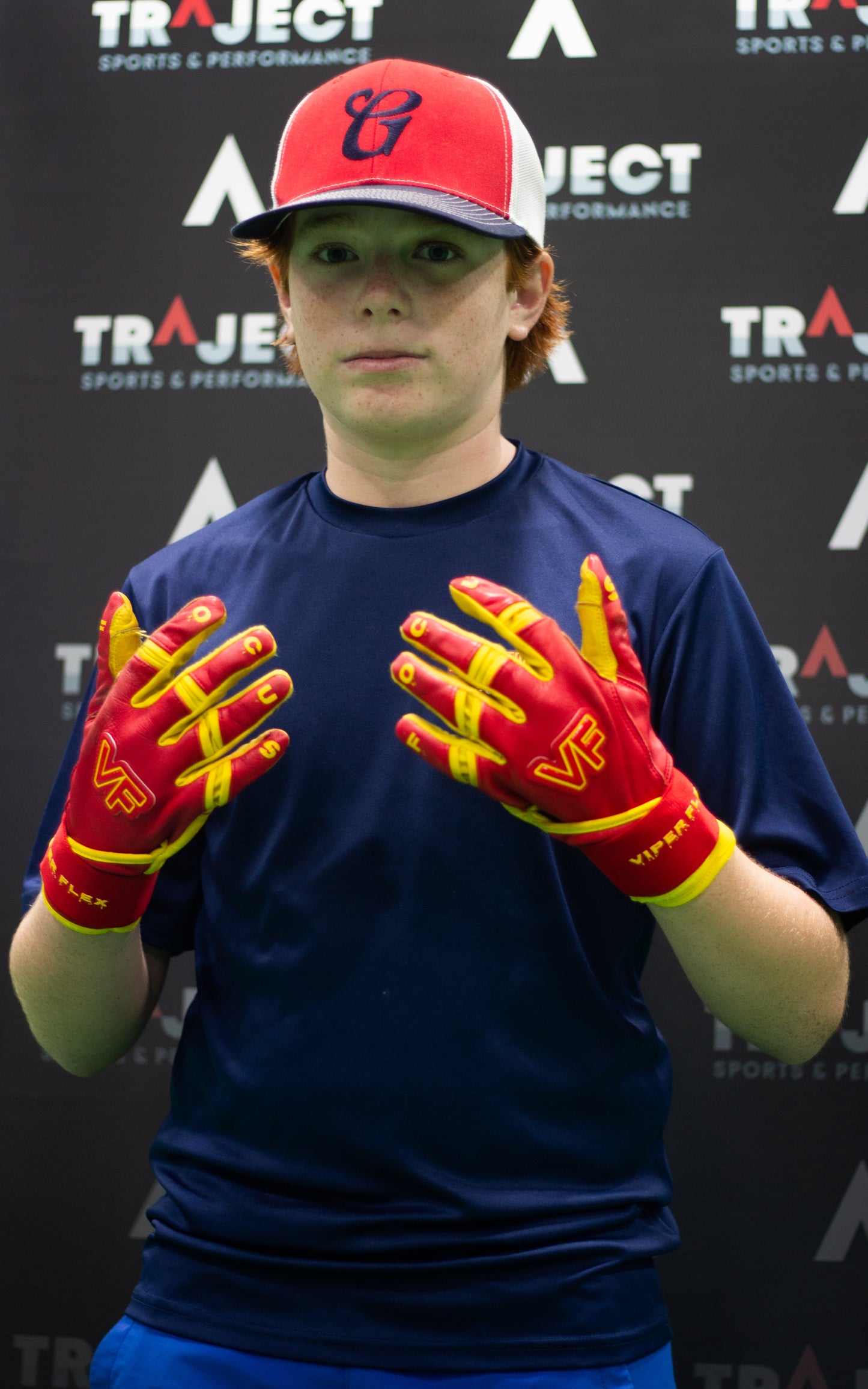 Viper Flex "Focus" Long Cuff Batting Gloves – RED/YELLOW