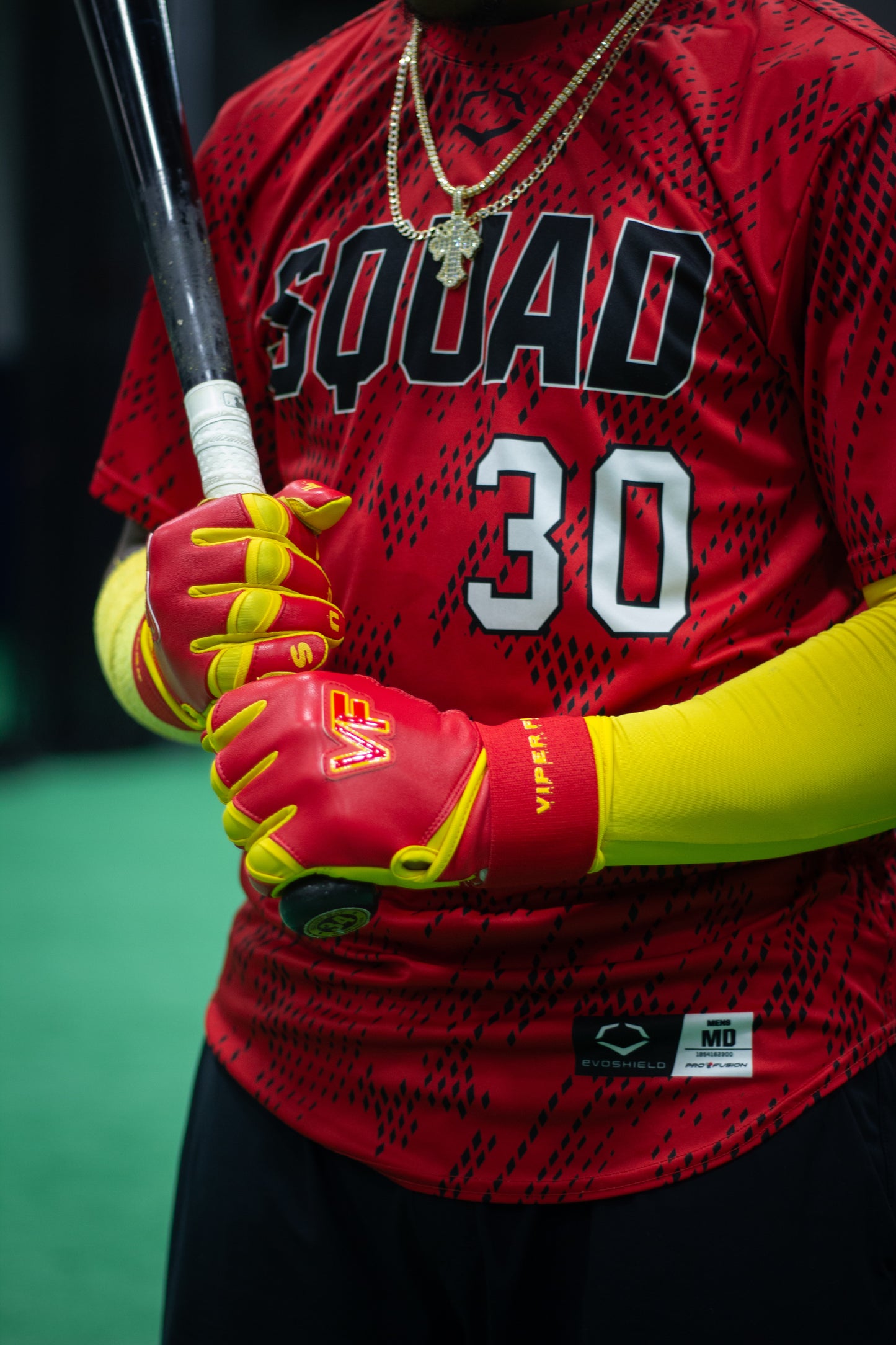 Viper Flex "Focus" Long Cuff Batting Gloves – RED/YELLOW