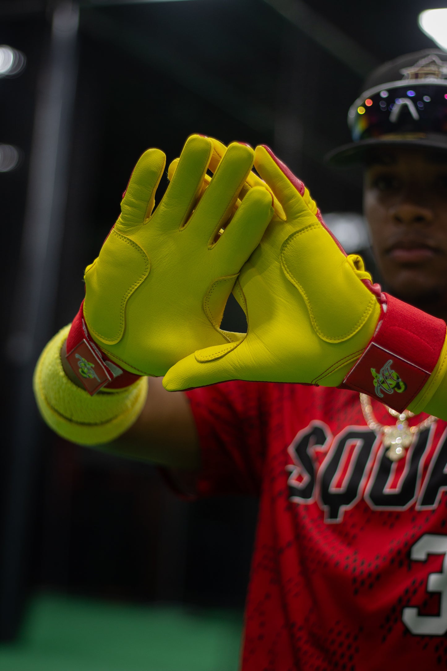 Viper Flex "Focus" Long Cuff Batting Gloves – RED/YELLOW