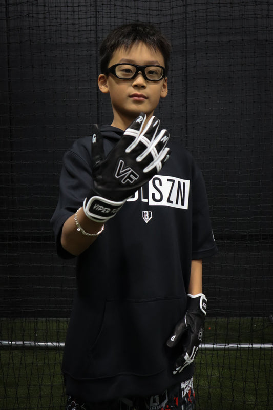 Viper Flex "GRIND" Short Cuff Youth Batting Gloves – Black/White