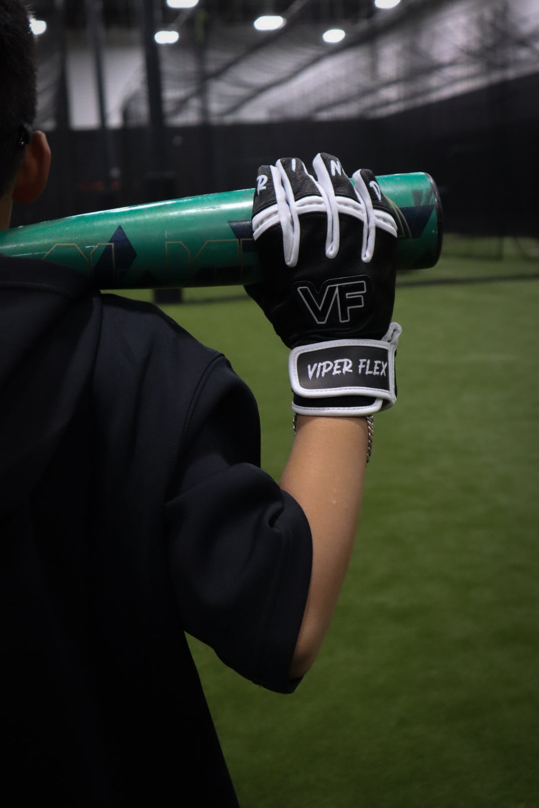 Viper Flex "GRIND" Short Cuff Youth Batting Gloves – Black/White