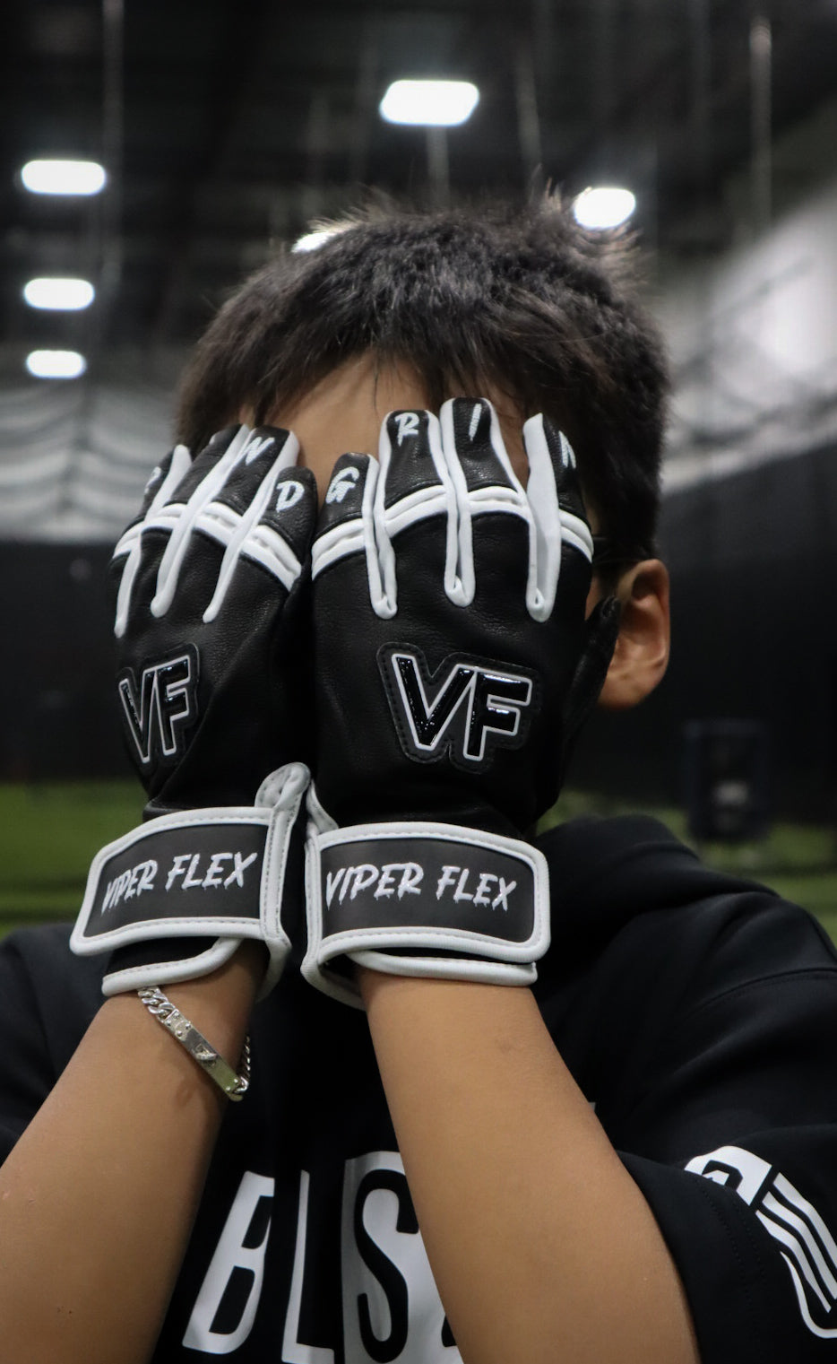 Viper Flex "GRIND" Short Cuff Youth Batting Gloves – Black/White