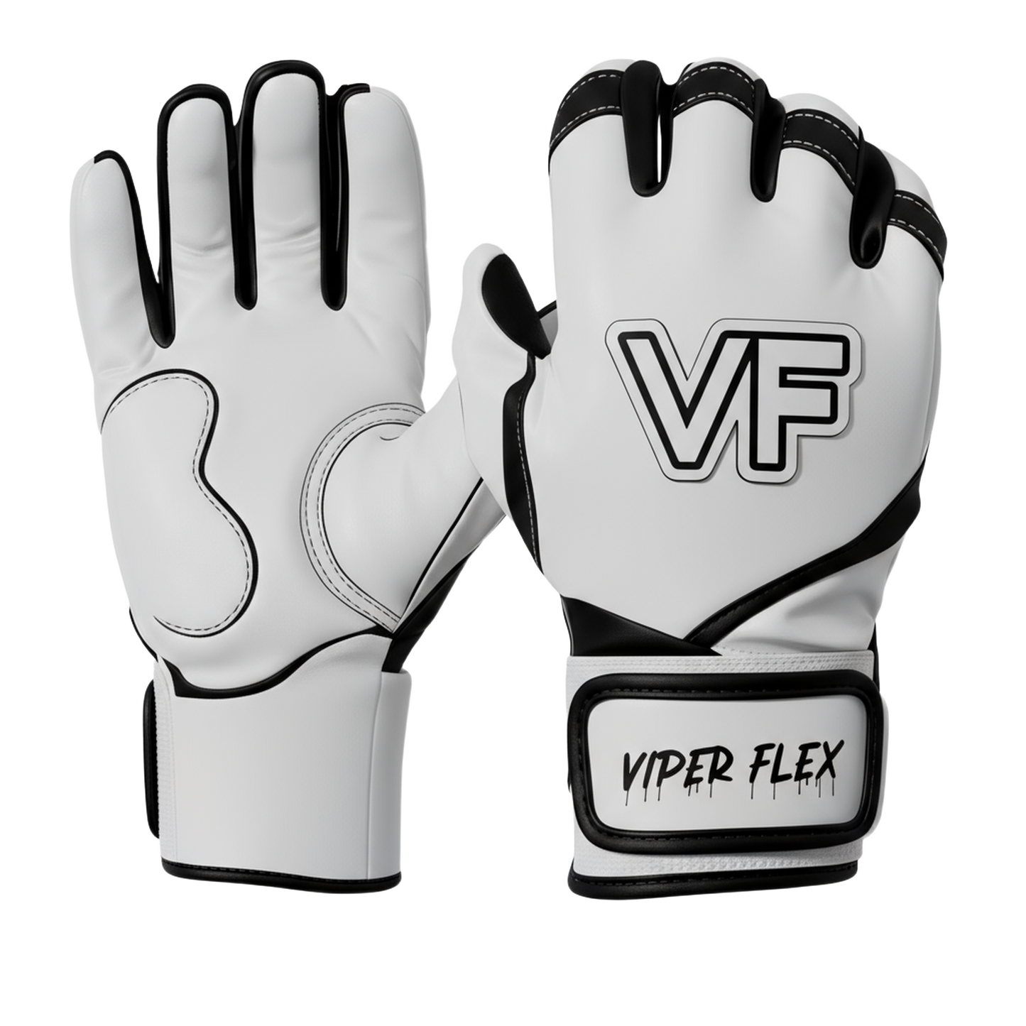 Viper Flex "GRIND" Short Cuff Youth Batting Gloves – White/Black